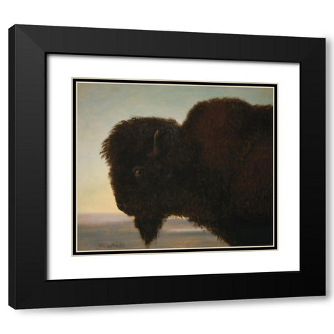 Buffalo Head Black Modern Wood Framed Art Print with Double Matting by Bierstadt, Albert
