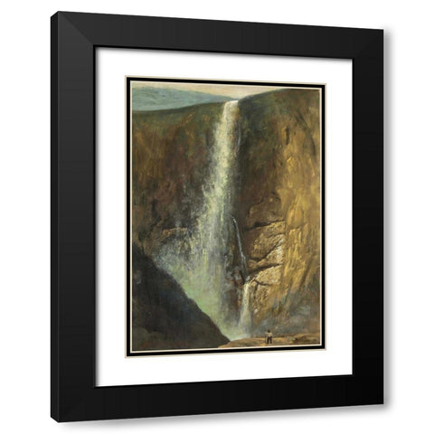 The Falls Black Modern Wood Framed Art Print with Double Matting by Bierstadt, Albert