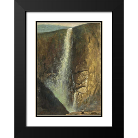 The Falls Black Modern Wood Framed Art Print with Double Matting by Bierstadt, Albert