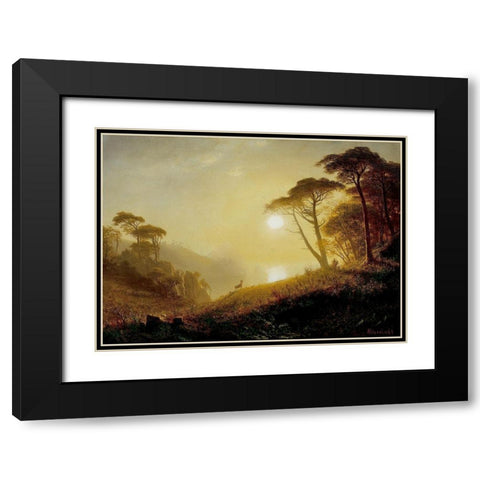Scene in Yosemite Valley Black Modern Wood Framed Art Print with Double Matting by Bierstadt, Albert