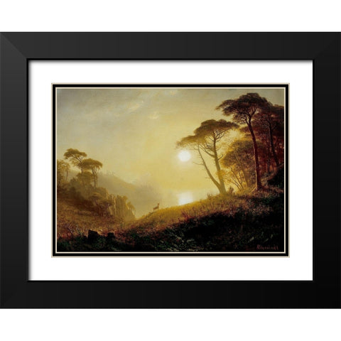 Scene in Yosemite Valley Black Modern Wood Framed Art Print with Double Matting by Bierstadt, Albert