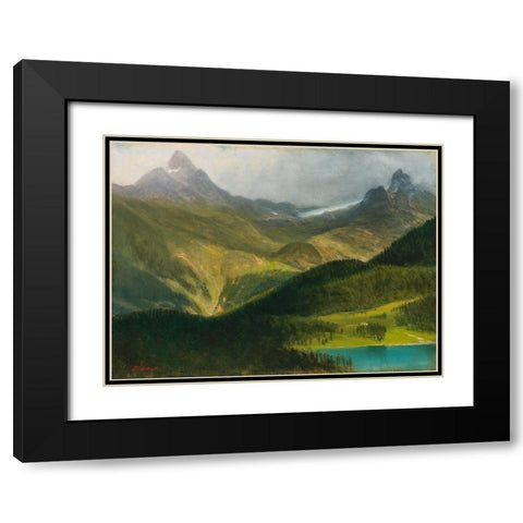Mountain landscape Black Modern Wood Framed Art Print with Double Matting by Bierstadt, Albert