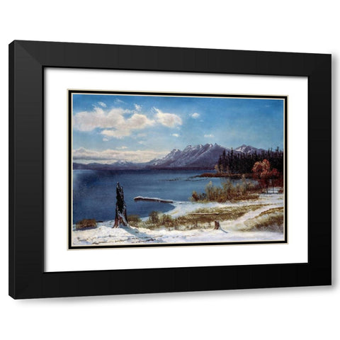Lake Tahoe in winter Black Modern Wood Framed Art Print with Double Matting by Bierstadt, Albert