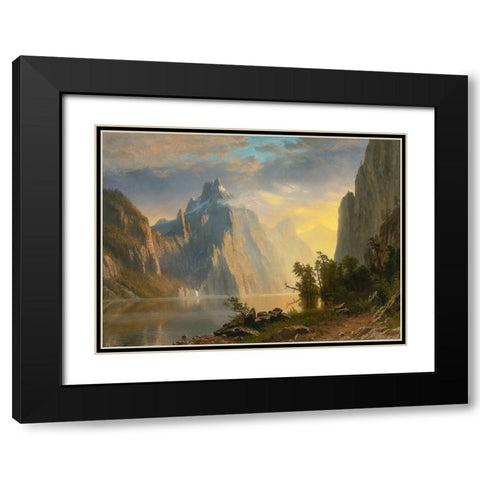 Lake in the Sierra Nevada Black Modern Wood Framed Art Print with Double Matting by Bierstadt, Albert