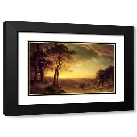 Sacramento River Valley Black Modern Wood Framed Art Print with Double Matting by Bierstadt, Albert