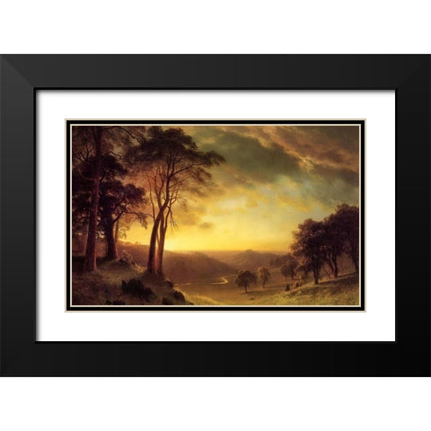 Sacramento River Valley Black Modern Wood Framed Art Print with Double Matting by Bierstadt, Albert