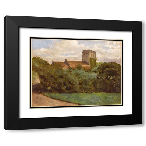 Tottenham Church, London, 1869 Black Modern Wood Framed Art Print with Double Matting by Bierstadt, Albert