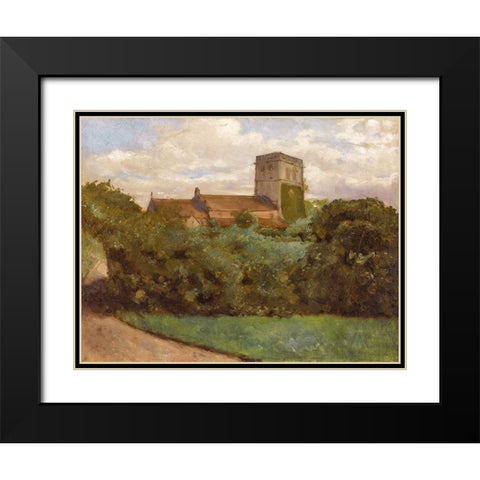 Tottenham Church, London, 1869 Black Modern Wood Framed Art Print with Double Matting by Bierstadt, Albert