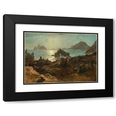 Farallon Islands, Pacific Ocean, California Black Modern Wood Framed Art Print with Double Matting by Bierstadt, Albert