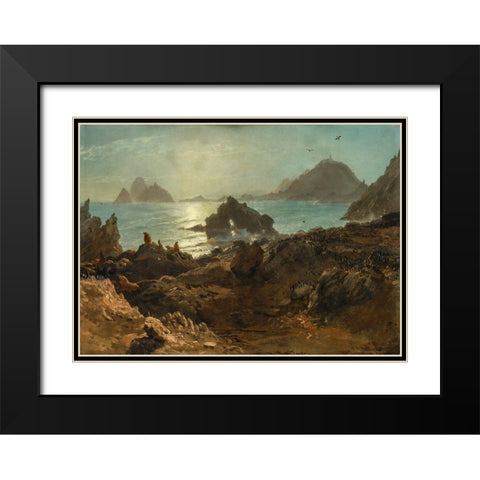 Farallon Islands, Pacific Ocean, California Black Modern Wood Framed Art Print with Double Matting by Bierstadt, Albert