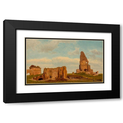 Ruins-Campagna of Rome Black Modern Wood Framed Art Print with Double Matting by Bierstadt, Albert