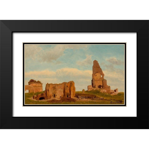 Ruins-Campagna of Rome Black Modern Wood Framed Art Print with Double Matting by Bierstadt, Albert