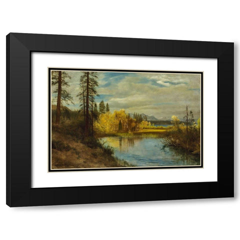 Outlet at Lake Tahoe Black Modern Wood Framed Art Print with Double Matting by Bierstadt, Albert