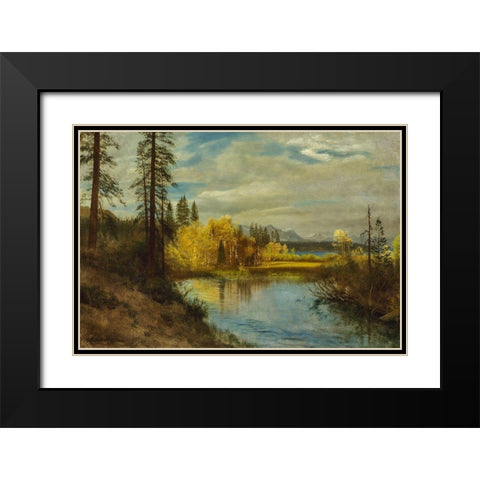 Outlet at Lake Tahoe Black Modern Wood Framed Art Print with Double Matting by Bierstadt, Albert