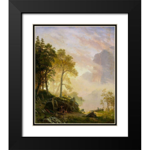 The Merced River in Yosemite Black Modern Wood Framed Art Print with Double Matting by Bierstadt, Albert