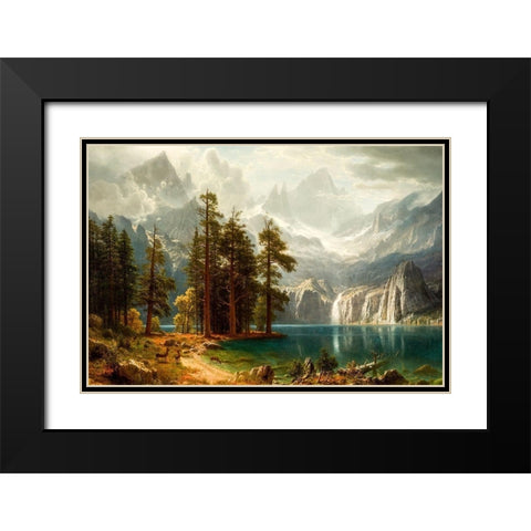 Sierra Nevada Black Modern Wood Framed Art Print with Double Matting by Bierstadt, Albert