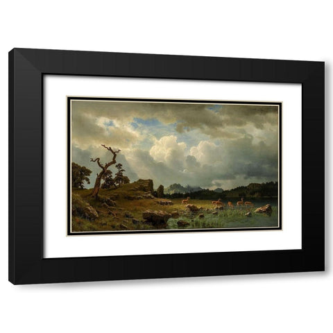 Thunderstorm in the Rocky Mountains Black Modern Wood Framed Art Print with Double Matting by Bierstadt, Albert
