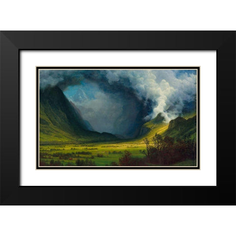 Storm in the Mountains Black Modern Wood Framed Art Print with Double Matting by Bierstadt, Albert