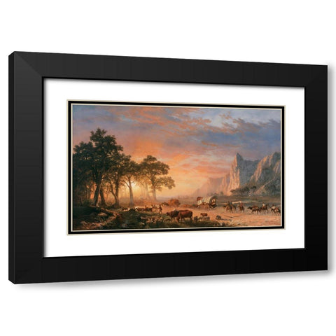 The Oregon Trail Black Modern Wood Framed Art Print with Double Matting by Bierstadt, Albert