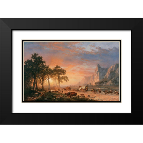 The Oregon Trail Black Modern Wood Framed Art Print with Double Matting by Bierstadt, Albert