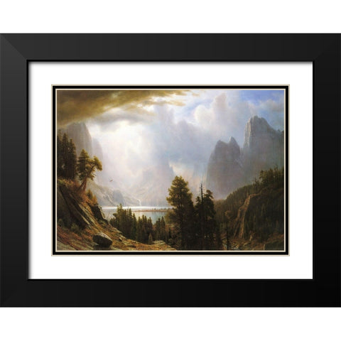 King Lake, California Black Modern Wood Framed Art Print with Double Matting by Bierstadt, Albert