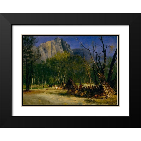 Indians in Council, California Black Modern Wood Framed Art Print with Double Matting by Bierstadt, Albert