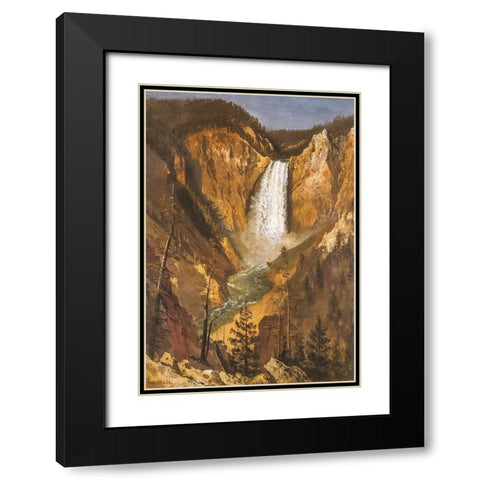Lower Falls of the Yellowstone Black Modern Wood Framed Art Print with Double Matting by Bierstadt, Albert