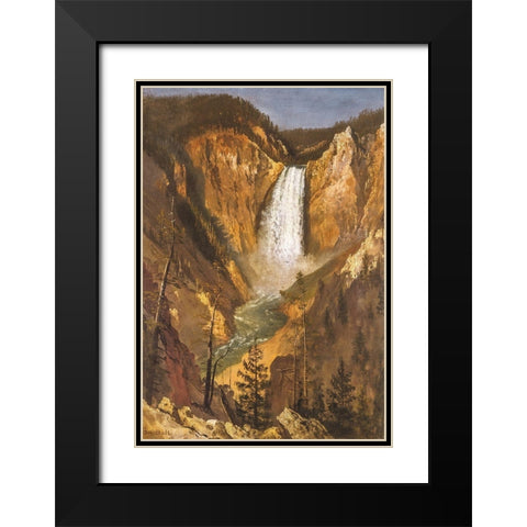 Lower Falls of the Yellowstone Black Modern Wood Framed Art Print with Double Matting by Bierstadt, Albert