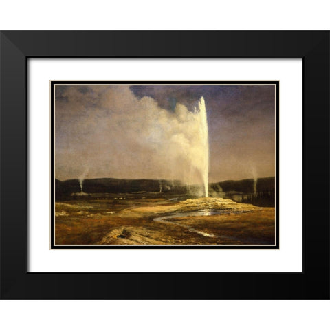 Geysers in Yellowstone Black Modern Wood Framed Art Print with Double Matting by Bierstadt, Albert