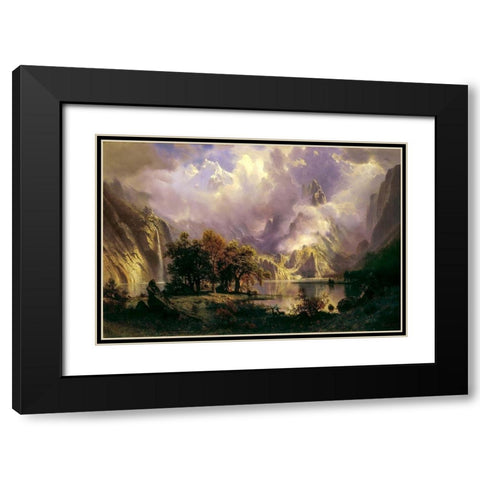 Rocky Mountain Landscape Black Modern Wood Framed Art Print with Double Matting by Bierstadt, Albert