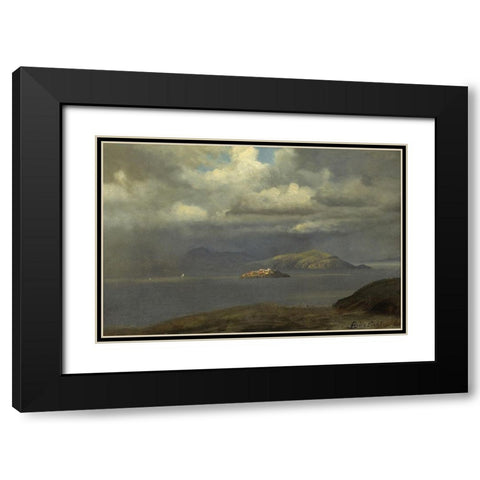 Alcatraz, San Francisco Bay Black Modern Wood Framed Art Print with Double Matting by Bierstadt, Albert