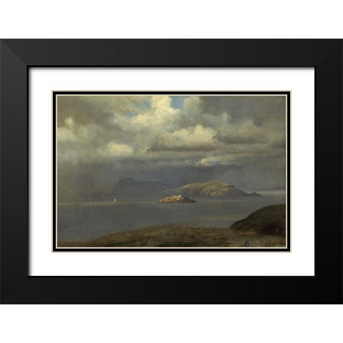 Alcatraz, San Francisco Bay Black Modern Wood Framed Art Print with Double Matting by Bierstadt, Albert
