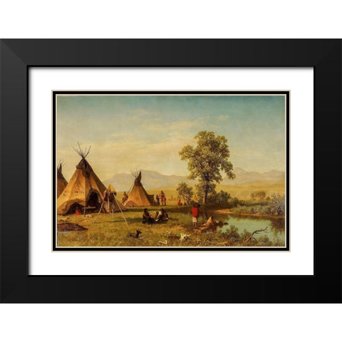 Sioux Village near Fort Laramie Black Modern Wood Framed Art Print with Double Matting by Bierstadt, Albert