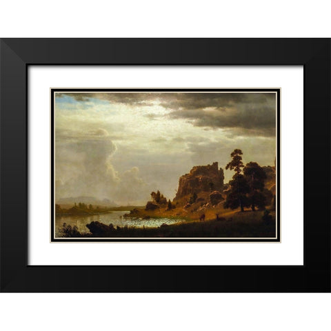 On the Sweetwater near the Devils Gate Black Modern Wood Framed Art Print with Double Matting by Bierstadt, Albert