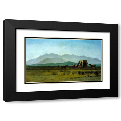 Surveyor’s Wagon in the Rockies Black Modern Wood Framed Art Print with Double Matting by Bierstadt, Albert