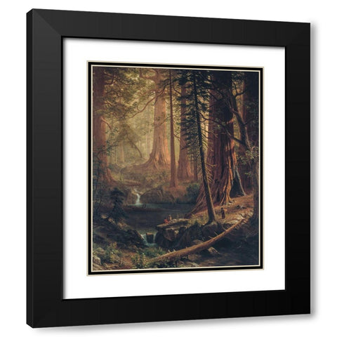 Giant Redwood Trees of California Black Modern Wood Framed Art Print with Double Matting by Bierstadt, Albert