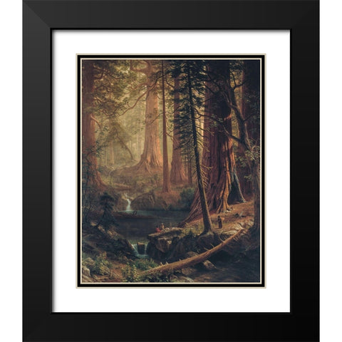 Giant Redwood Trees of California Black Modern Wood Framed Art Print with Double Matting by Bierstadt, Albert