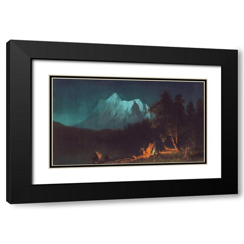 Mountainous Landscape by Moonlight Black Modern Wood Framed Art Print with Double Matting by Bierstadt, Albert