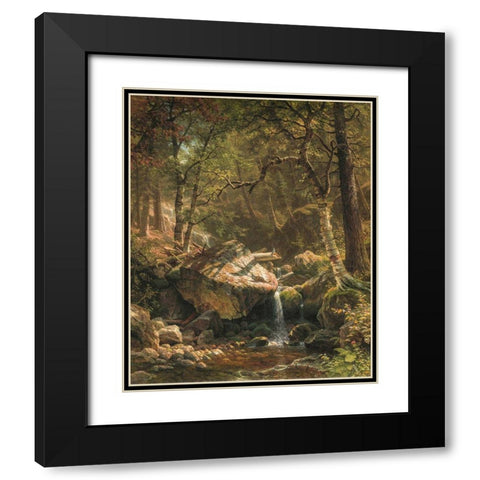 Mountain Brook Black Modern Wood Framed Art Print with Double Matting by Bierstadt, Albert
