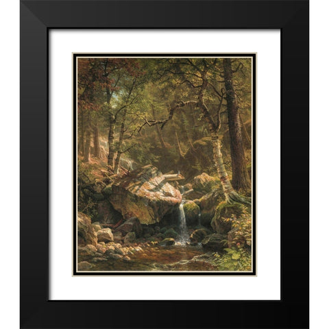 Mountain Brook Black Modern Wood Framed Art Print with Double Matting by Bierstadt, Albert