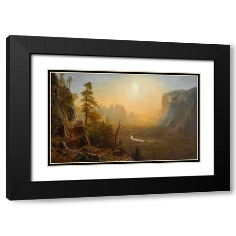 Yosemite Valley Glacier Point Trail Black Modern Wood Framed Art Print with Double Matting by Bierstadt, Albert