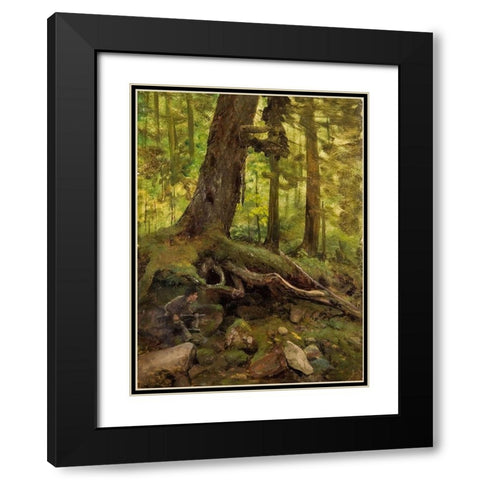 Hunter in the White Mountains Near Glen House Black Modern Wood Framed Art Print with Double Matting by Bierstadt, Albert