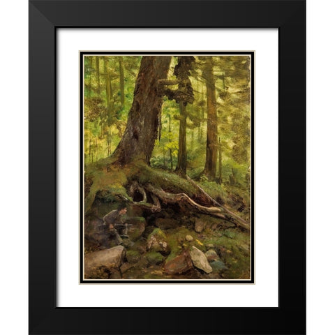 Hunter in the White Mountains Near Glen House Black Modern Wood Framed Art Print with Double Matting by Bierstadt, Albert