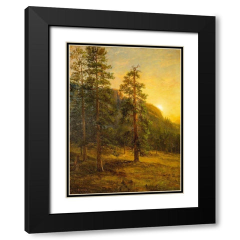 California Redwoods Black Modern Wood Framed Art Print with Double Matting by Bierstadt, Albert