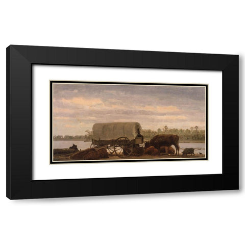 Nooning on the Platte Black Modern Wood Framed Art Print with Double Matting by Bierstadt, Albert