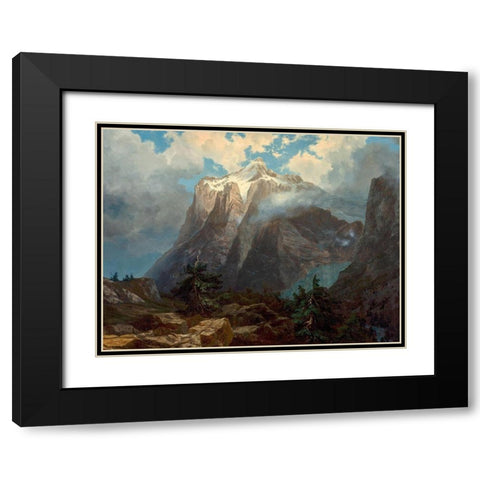 Mount Brewer from Kings River Canyon, California Black Modern Wood Framed Art Print with Double Matting by Bierstadt, Albert