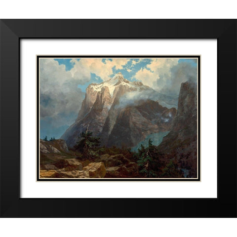 Mount Brewer from Kings River Canyon, California Black Modern Wood Framed Art Print with Double Matting by Bierstadt, Albert