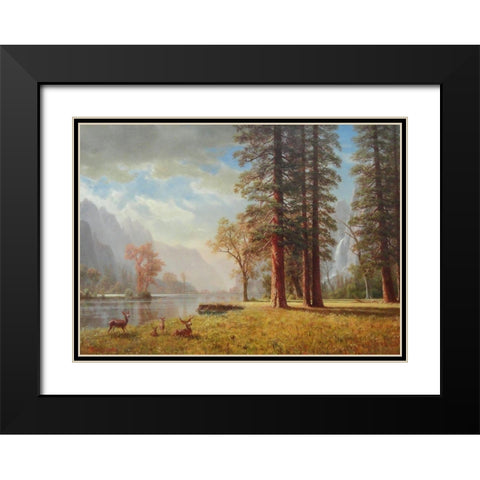 The Hetch Hetchy Valley, California Black Modern Wood Framed Art Print with Double Matting by Bierstadt, Albert