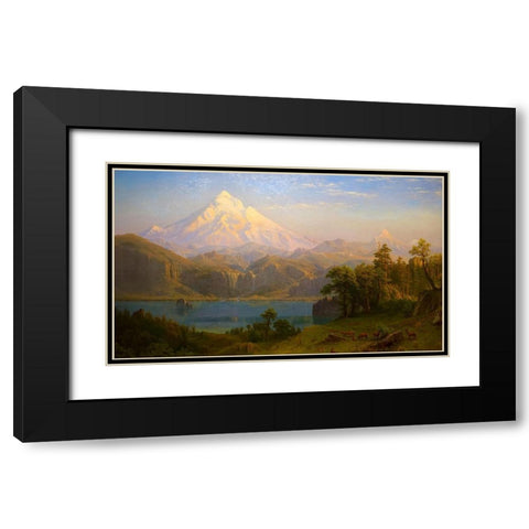Mount Hood Black Modern Wood Framed Art Print with Double Matting by Bierstadt, Albert