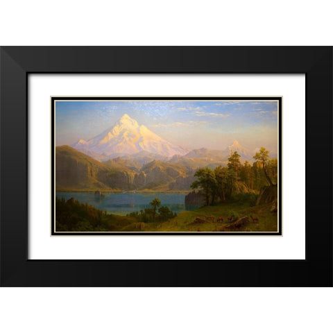 Mount Hood Black Modern Wood Framed Art Print with Double Matting by Bierstadt, Albert